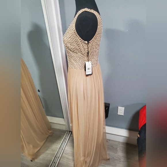 Adrianna Papell Creme Pearl Beaded Maxi Dress Sz 2 New with tags - Picture 9 of 11